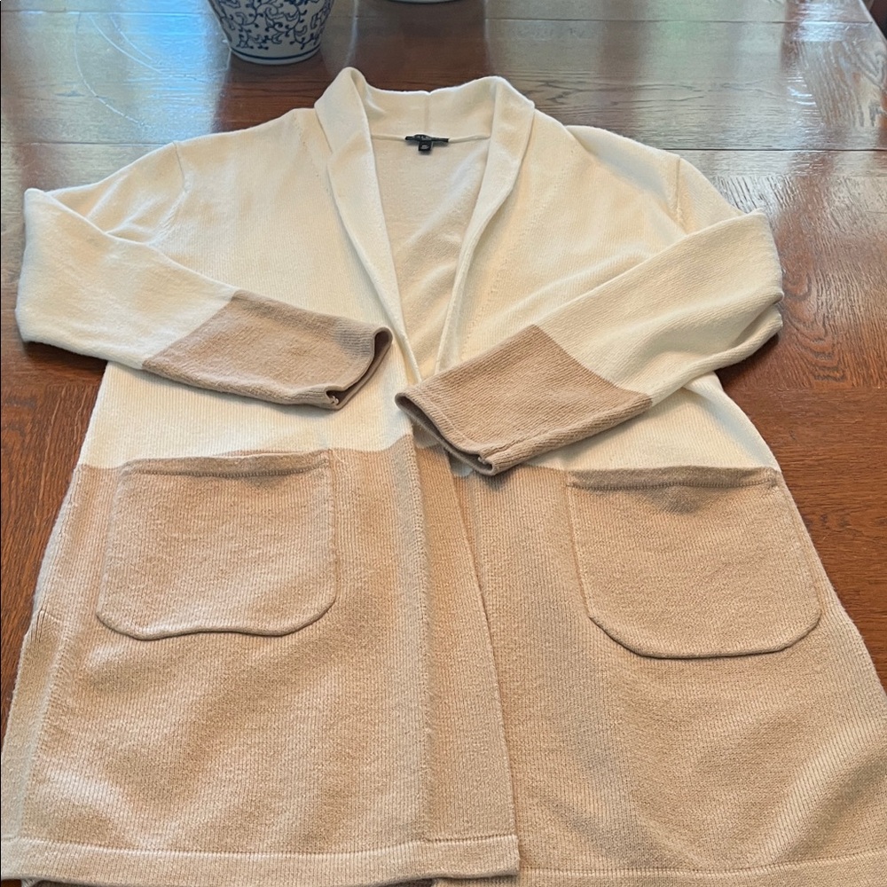 Talbots Cream and Tan Cardigan Sweater